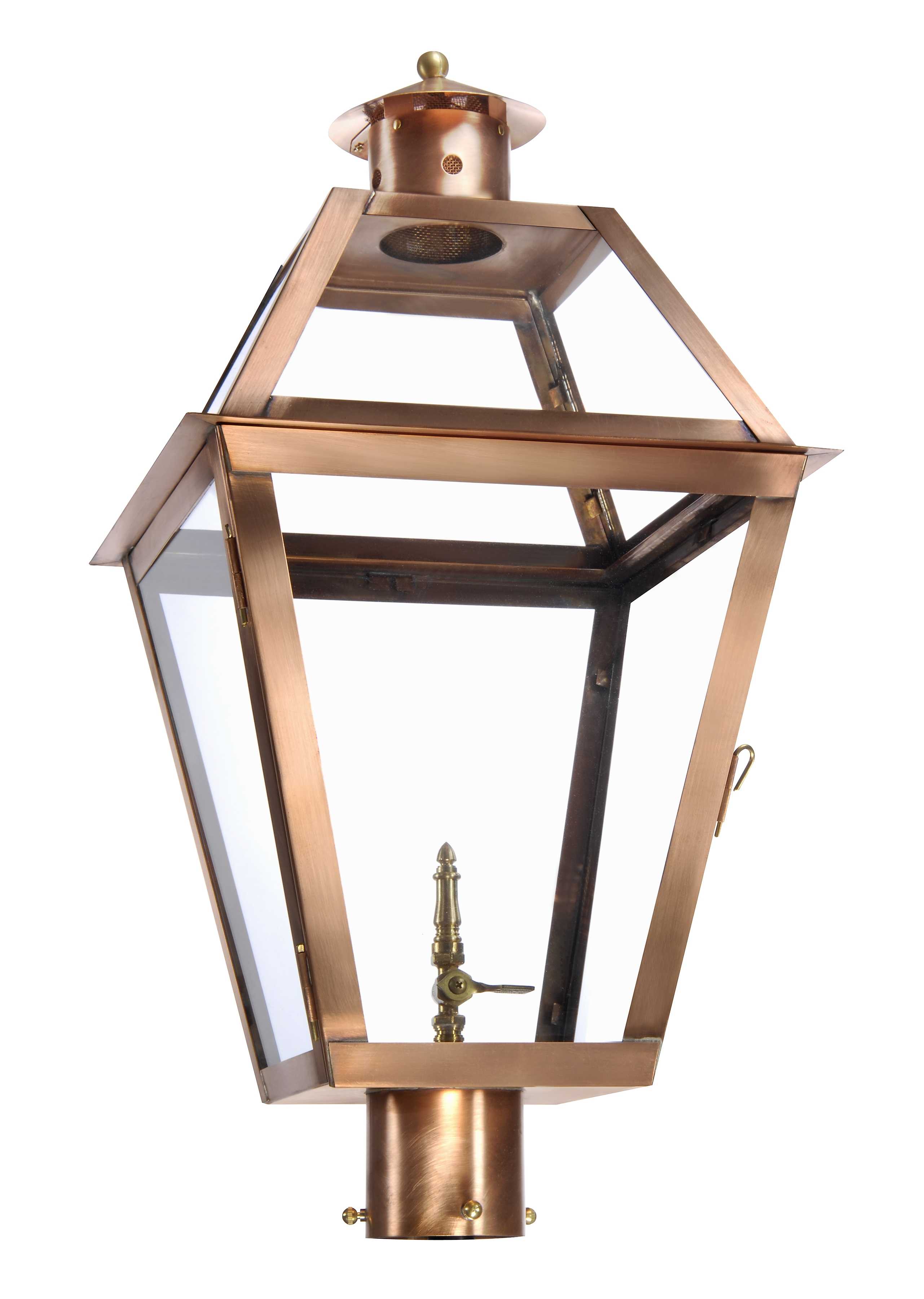 French Quarter Copper Lantern, Brown, 15, Post Mount, Propane