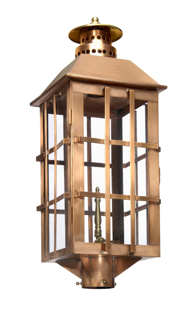 East Bay Collection EB-100 post mount bronze lantern gas post lantern copper lantern gas flame lantern traditional gas lantern traditional lantern traditional post light coastal lighting